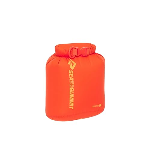 Sea to Summit – Lightweight Dry Bag XS 3L- wasserdichte Aufbewahrung – Rollverschluss – Recycling-Gewebe – Befestigung & D-Ring – Wandern & Paddelsport – 17 x 13.3 x 21.3cm – Spicy Orange- 45g