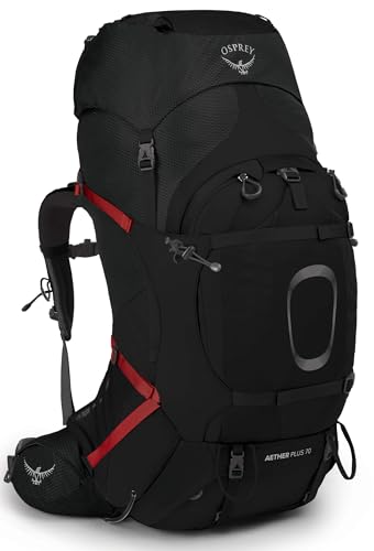 Thailand Tipp: Osprey Herren Aether Plus 70 Rucksack für Rucksackreisen, Schwarz, X-Large