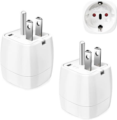 2 Stück Reiseadapter USA Adapter Steckdose, Travel Adapter USA, Adapter USA Deutschland Stecker, Steckdosenadapter Reisestecker Stromadapter für EU zu Amerika/Kanada/Mexiko/Thailand