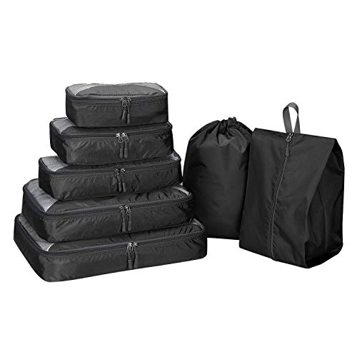 G4Free 3/6/7 Stück Packing Cubes Organizer für Koffer Faltbare Kleidertasche Schuhbeutel Packwürfel für Kleidung Gepäck Reiseset