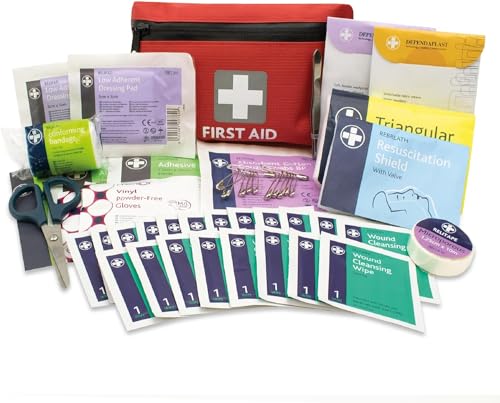 Perfekt für die Reise: LEWIS-PLAST Erste-Hilfe-Kit Erste-Hilfe-Tasche 92 Stück – Hochwertiges Great Rescue-Kit, der den europäischen Normen entspricht – Erste-Hilfe-Medizin-Kit für Camping, Schularbeit und vieles mehr