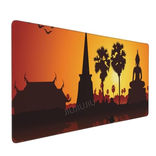 Thailand Skyline Großes Mauspad, 1000x500mm Gaming Mauspad mit genähten Kanten, leicht zu reinigendes Schreibtischschutzpad für Gaming Office Home
