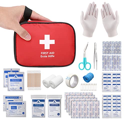 Perfekt für die Reise: HONYAO® Erste Hilfe Set, Mini Reiseapotheke 90 Teilig, Notfalltasche Notfallset Klein für Outdoor Zuhause Auto Arbeitsplatz Camping Motorrad Fahrrad Wandern Notfall