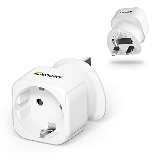 Perfekt für die Reise: LENCENT 1X Reiseadapter Netzadapter Deutschland zu UK Reisestecker Stromadapter Typ G Schuko für GB England Irland Dubai Mauritius Singapur Wand Steckdose