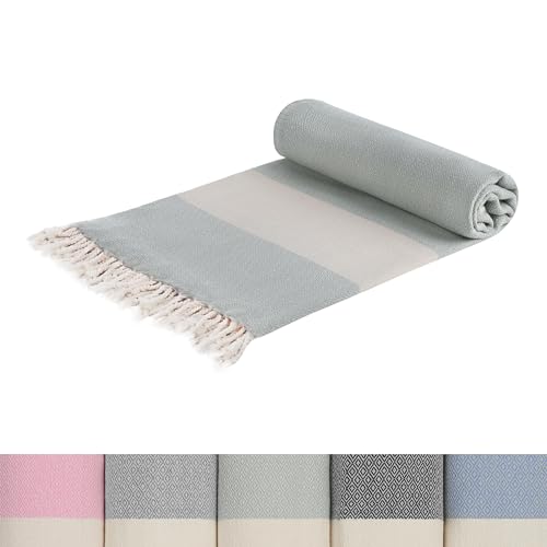 Thailand Tipp: Edel Living hamamtuch Strandtuch aus 100% Baumwolle Kompakt & Leicht – Ultra saugfähig und schnell trocknend – Ideal als, handtücher, duschtücher, Saunatuch, Badetuch 95 x 200 cm (Green, 95 x 200)