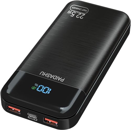Perfekt für die Reise: PAIDASHU Power Bank 27000mAh 22,5W Externe mobiele telefoon batterij PD20W snel oplaadbare powerbank USB C met LED-Display 3 uitgangen & 2 ingangen, draagbare oplader voor Smartphones (002)