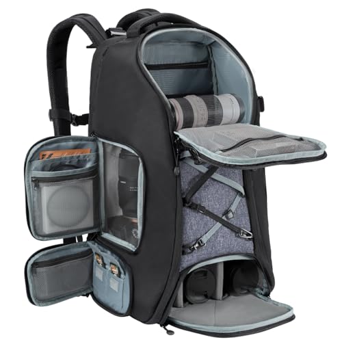 Perfekt für die Reise: K&F Concept Fotorucksack Groß Kamerarucksack 30L Wasserdicht Camera Backpack mit Regenschutz für DSLR SLR Spiegelreflexkameras Stative 16 Zoll Laptop