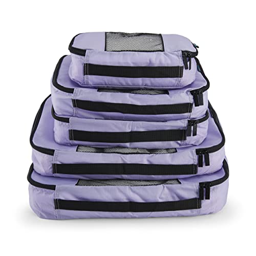 Perfekt für die Reise: TravelWise Packing Cube System – Durable 5 Piece Weekender+ Set (Lavender)
