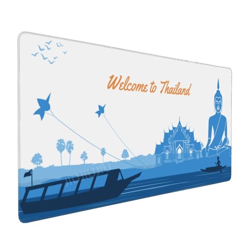 JIUJIUJIU Gamer Schreibtischunterlage (900x400x2mm) – Thailand Landschafts-Mauspad – Gummibasis für Null-Rutsch – Anti-Ausfrans-genähte Ränder