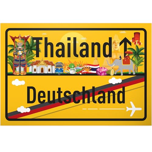 Perfekt für die Reise: DankeDir! Thailand Deutschland Ortsschild – Schild 30 x 20 cm – Geschenk Idee Gutschein Reise Urlaub Reisegutschein Männer & Frauen Geldgeschenk Abschiedskarte Geschenkidee Deko Karte