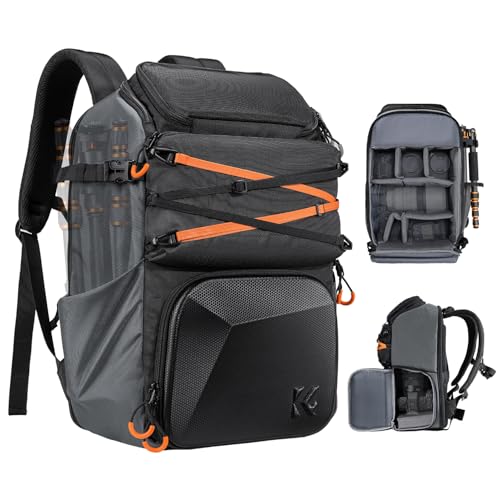 Thailand Tipp: K&F Concept Professionelle Kamerarucksack 25L,Große Fotorucksack Wasserdichte, Camera backpack für DSLR-Kamera mit 15,6-Zoll-Laptopfach Regenschutz, Geeignet für Stadtfotografie/Reisen/Wandern