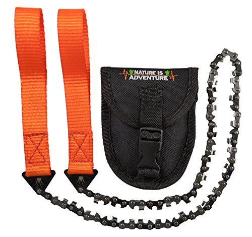 Mehr Biss mit 33 Zähnen aus Carbonstahl – Nature is Adventure Handkettensäge inkl. Gürteltasche – Premium Survival Ast-Säge Gartensäge für Camping, Garten & Outdoor-Zubehör