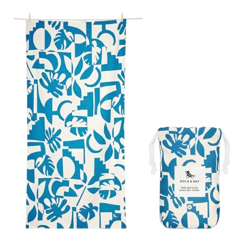 Perfekt für die Reise: Dock & Bay Strandhandtuch – Schnell trocknende Mikrofaser, ohne Sand – Kompakt, Leicht – 100% recycelt – Inklusive Beutel – Marine Dream – Extra Large (200x90cm, 78×35)